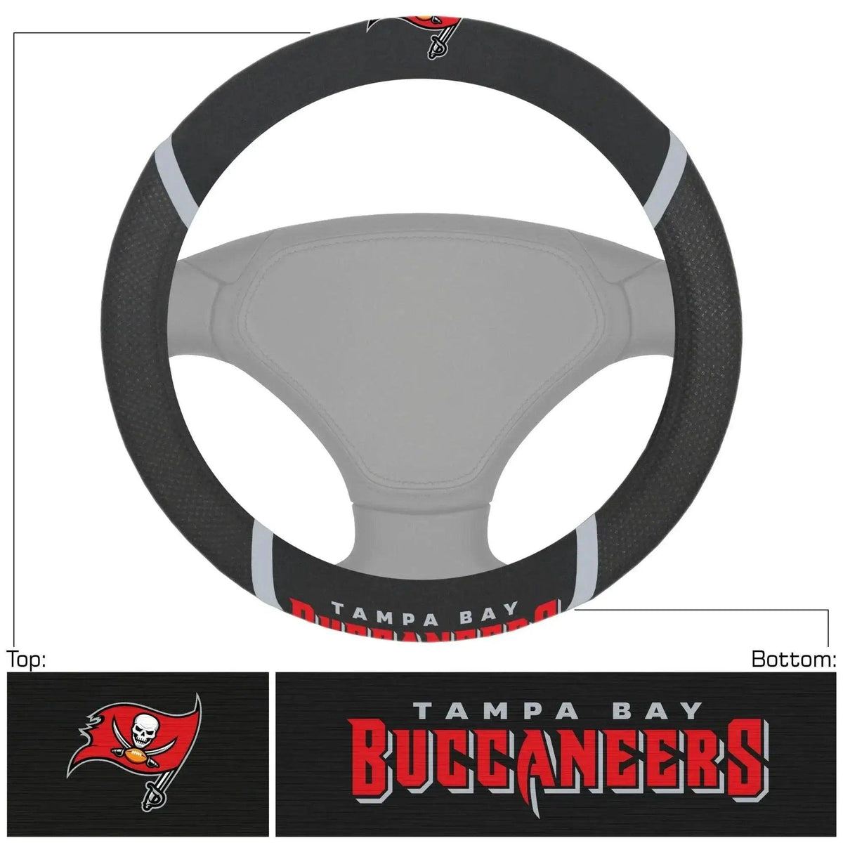 Tampa Bay Buccaneers Steering Wheel Cover Faux Suede Mesh - ToylandEU™