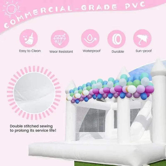 Stock Heavy Duty PVC 15Ft White Bounce House Castle For Party - ToylandEU™