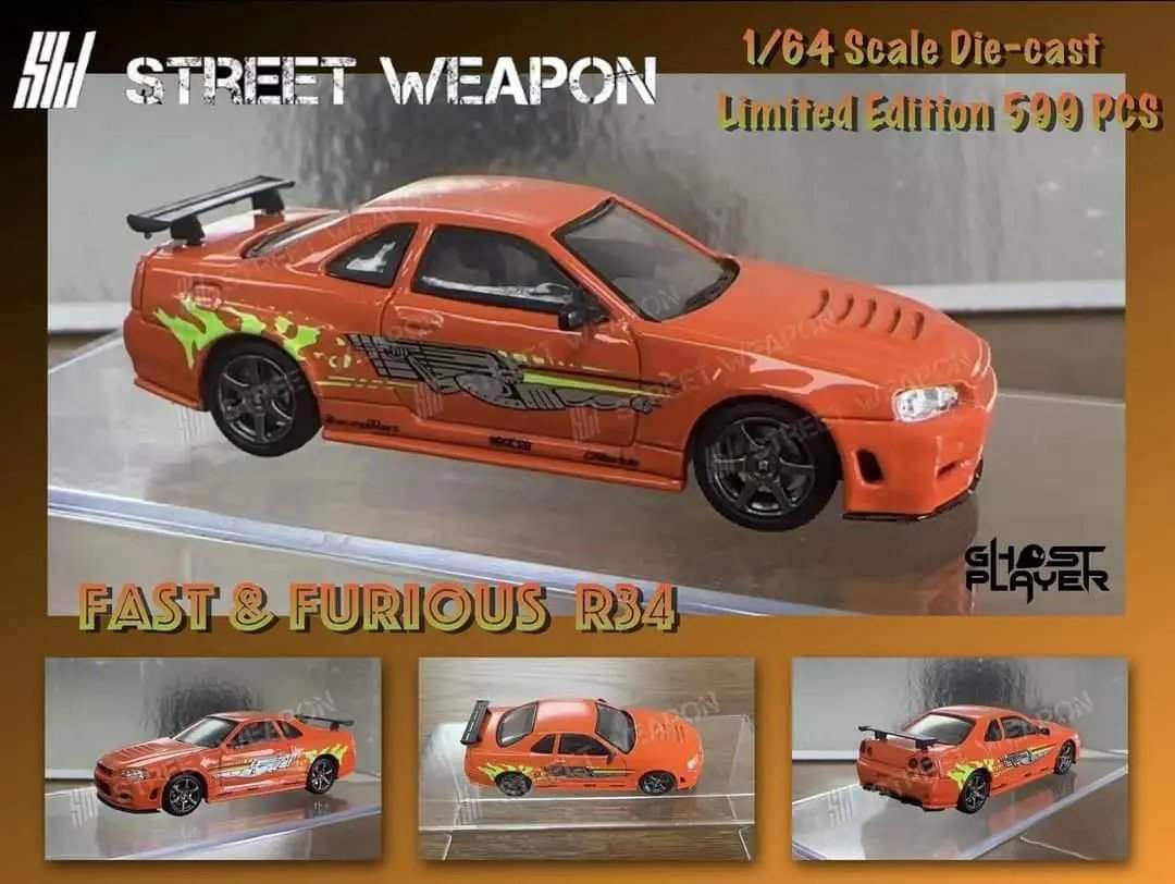 Street Weapon Nissan (R34) GT-R Fast & Furious Livery 1:64 - ToylandEU