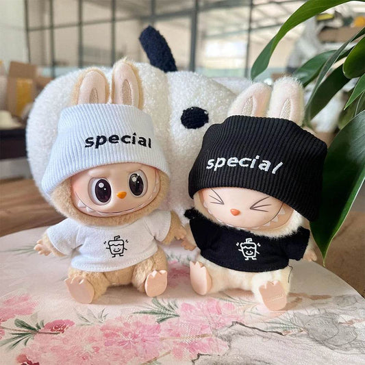 Stylish Doll Clothes Set for 17cm Labubu Dolls Featuring Personalized Black and White Hoodies for Unisex Fashion - ToylandEU