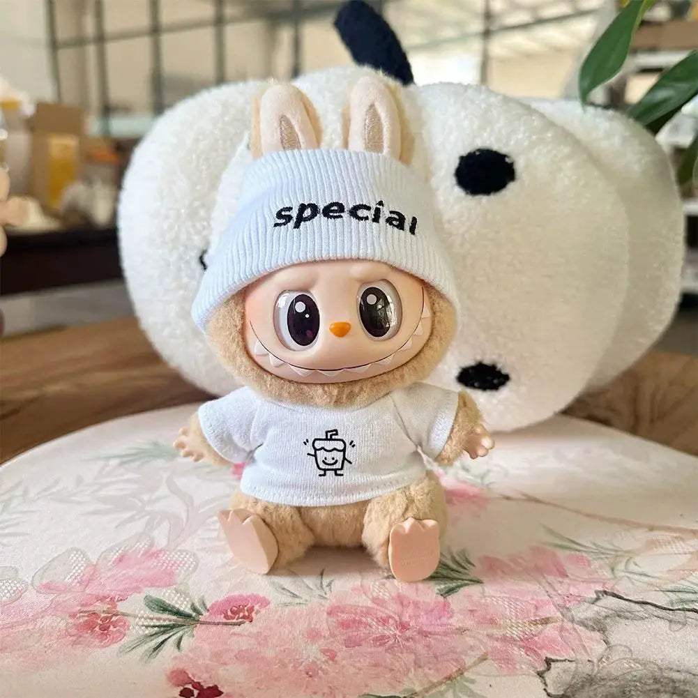 Stylish Doll Clothes Set for 17cm Labubu Dolls Featuring Personalized Black and White Hoodies for Unisex Fashion - ToylandEU