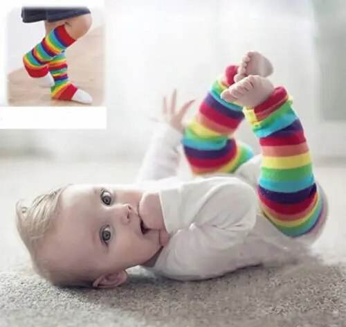Stylish Kids' Striped Cotton Leg Warmers with Knee Protection - ToylandEU