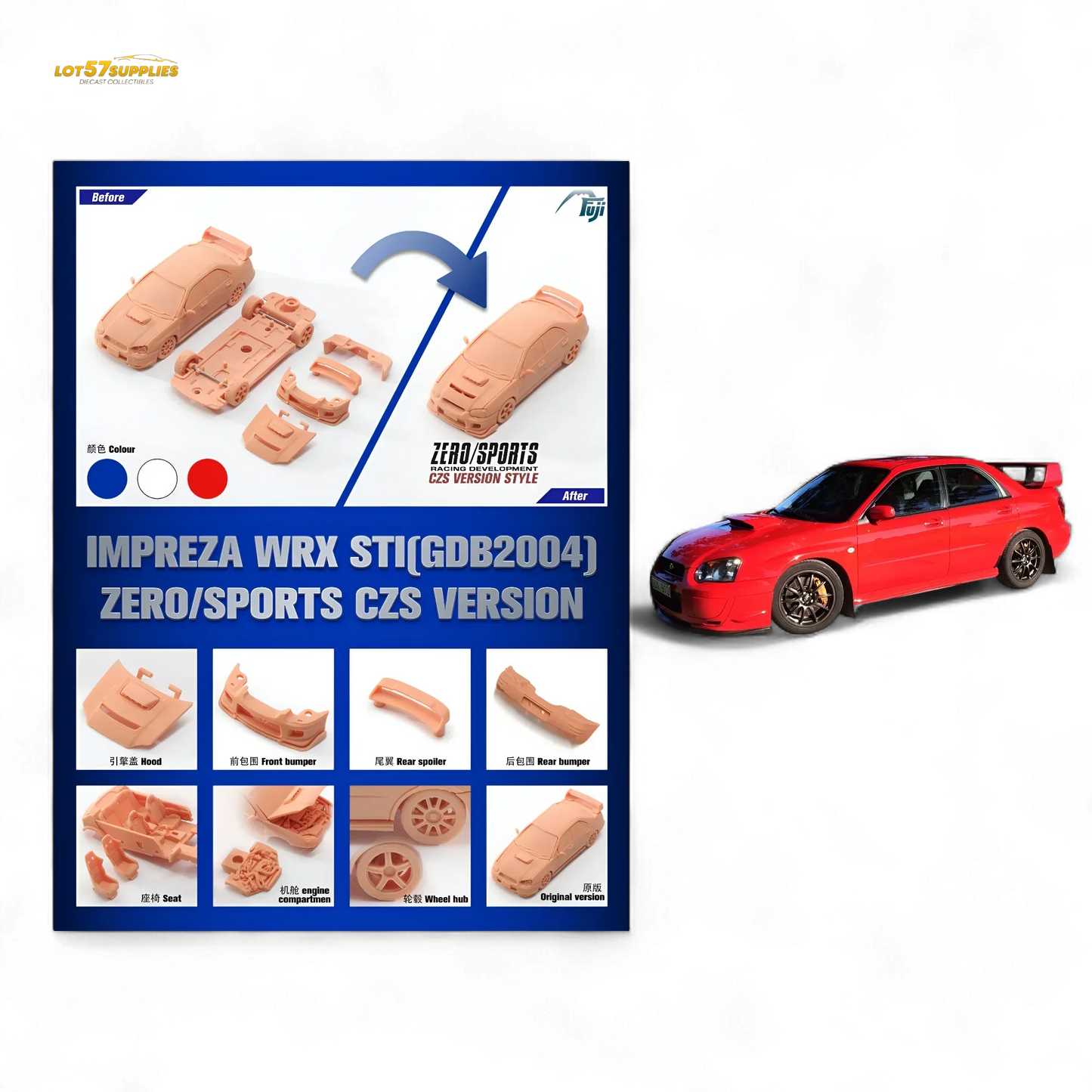 Subaru Impreza WRX STi Diecast With Removable Hood And Transformation - ToylandEU