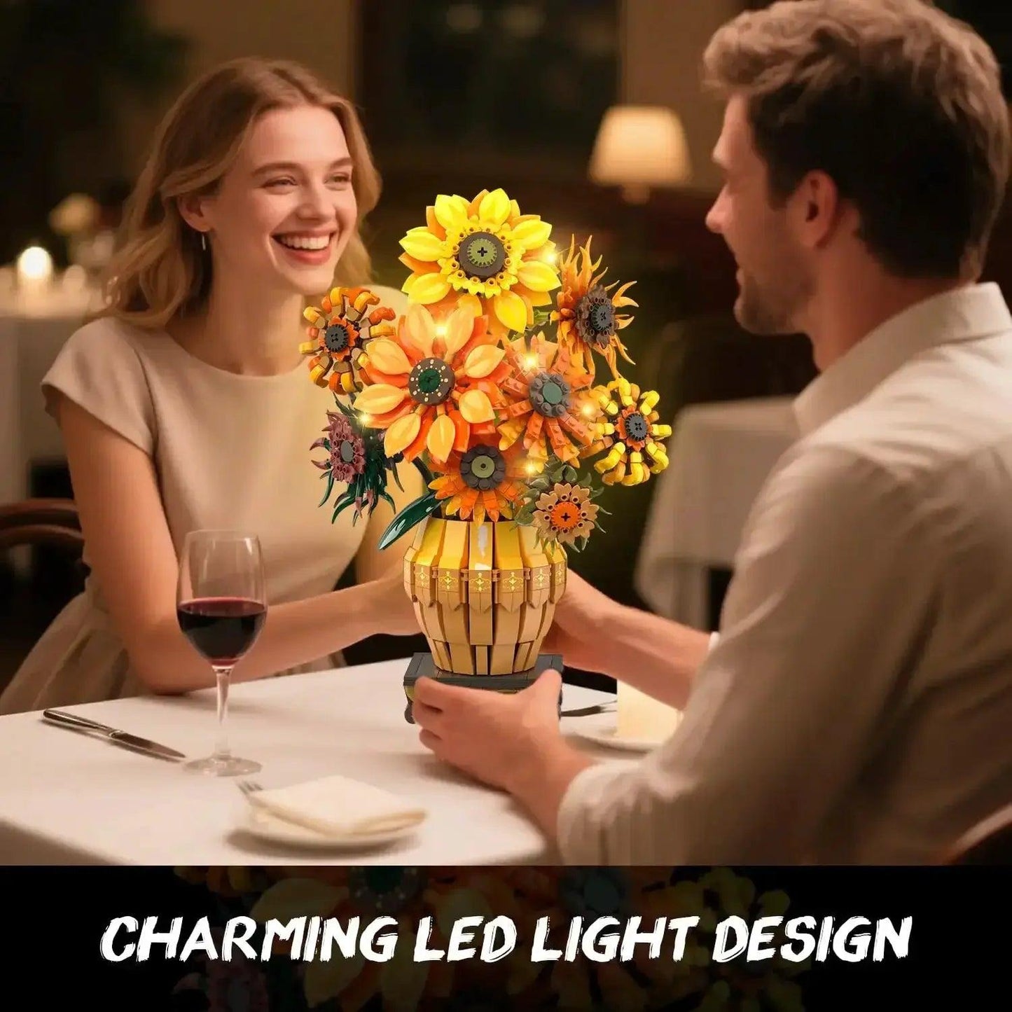 Sunflower Building Kit With Vase Base Realistic Bloom - ToylandEU™