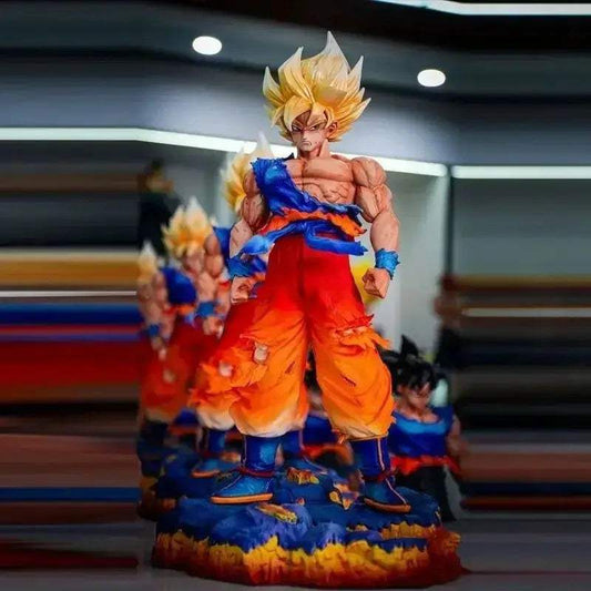 Super Saiyan SSJ Goku Anime Figure, Dragon Ball Z Switchable Heads Variants Figurines 35 CM - ToylandEU™