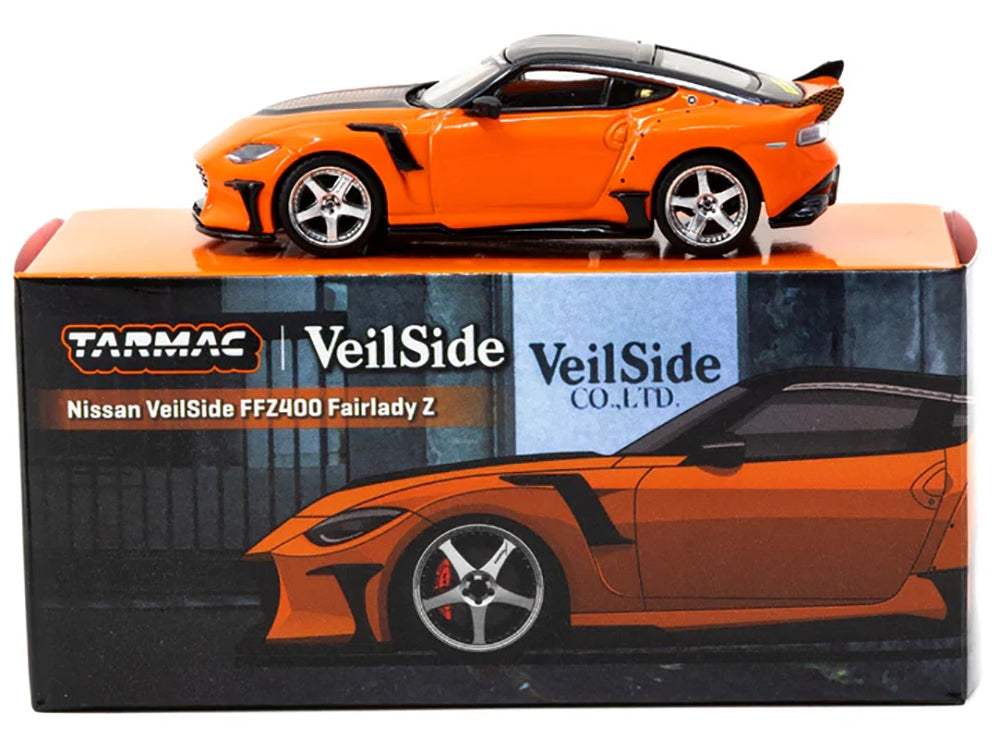 Nissan VeilSide FFZ400 Fairlady Z RHD (Right Hand Drive) Orange with Black Top | 1/64 Diecast Model Car | Tarmac Works | Global64 Series