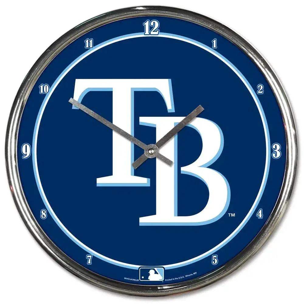 Tampa Bay Rays Round Wall Clock Chrome Style Metal Hands - ToylandEU™