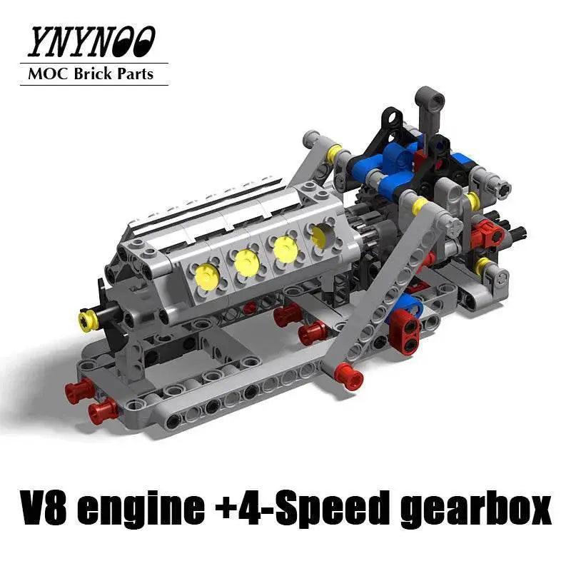 High-Tech Mechanical Power Group V8 Engine Cylinder MOC Toys Building Bricks MOC - ToylandEU™