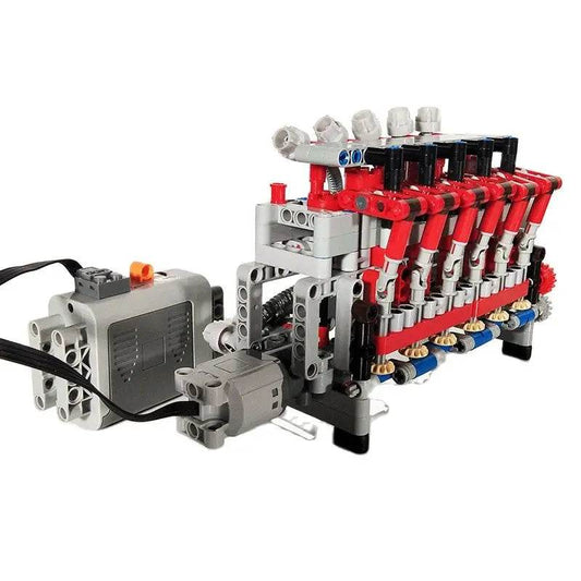 Technical Inline 6 Cylinder 4-Stroke Engine Match 4 Speed Sequential Gearbox MOC Model Building Bricks MOC - ToylandEU