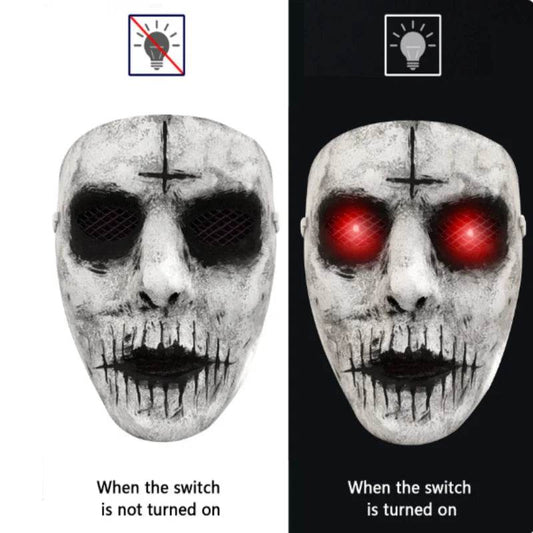 Terrifying Demon Latex Mask Glow Red Eye For Halloween - ToylandEU