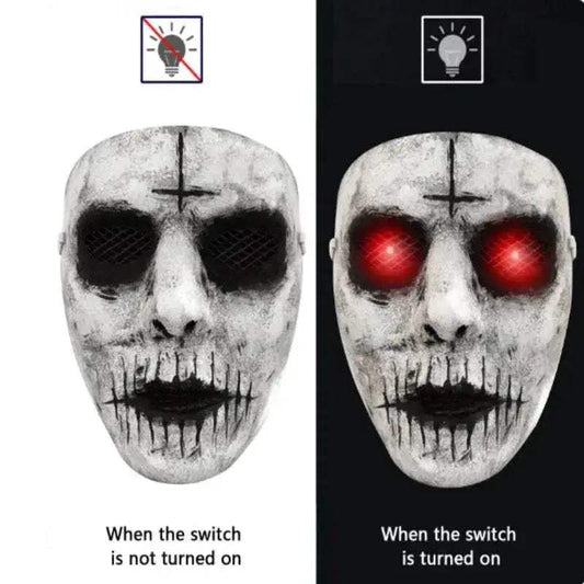 Terrifying Demon Latex Mask Glow Red Eye For Halloween - ToylandEU