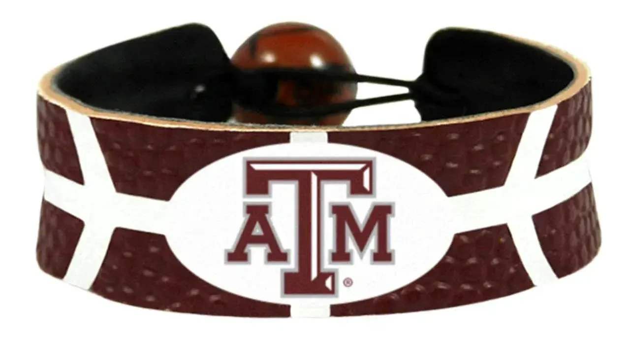 Texas A M Aggies Leather Bracelet Ceramic Bead Team Color - ToylandEU™
