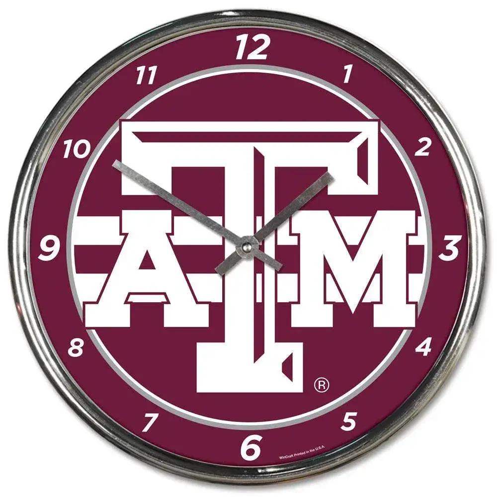 Texas A M Aggies Round Chrome Wall Clock Retro Classic - ToylandEU™