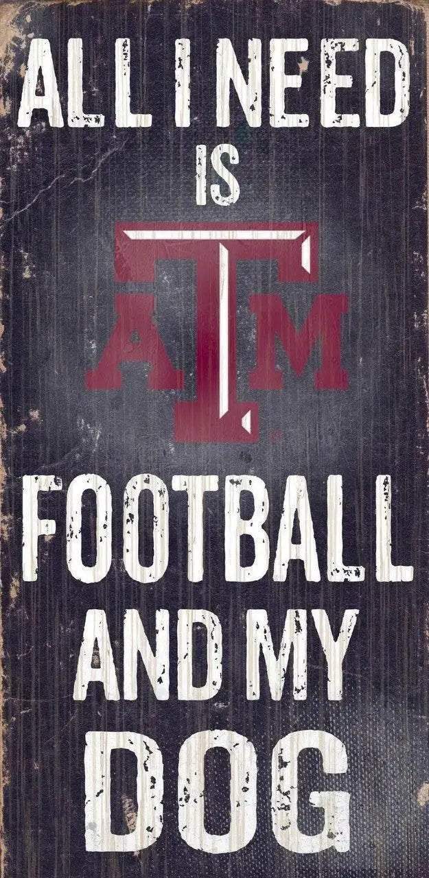 Texas A M Aggies Wood Sign Football And Dog 12x6 Wall Decor - ToylandEU™