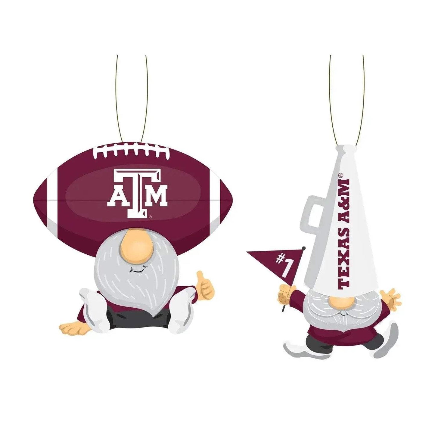 Texas AM Aggies Ornament Gnome Fans Set of 2 Cheer Gear - ToylandEU™