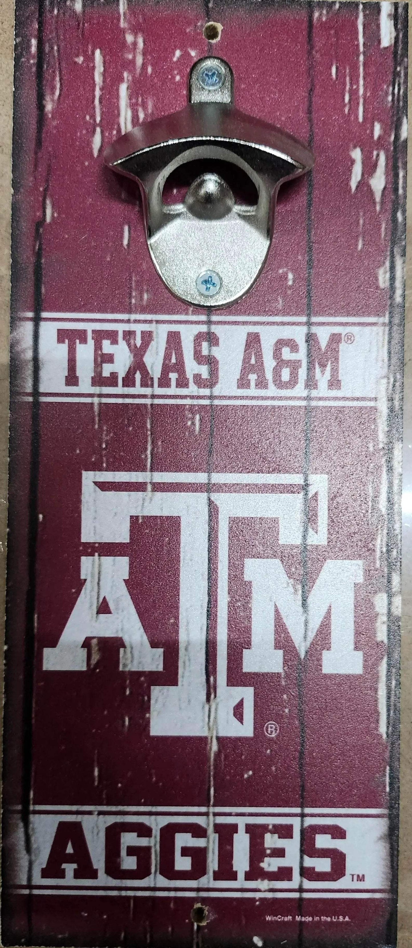 Texas AM Aggies Wood Sign With Bottle Opener Wall Decor - ToylandEU™
