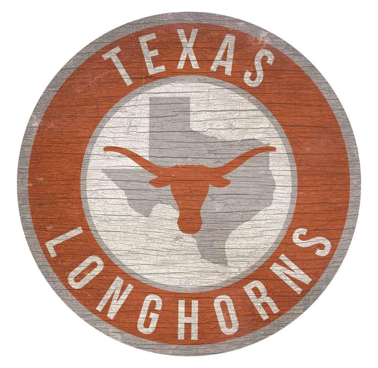Texas Longhorns Wood Sign 12 Inch Round State Design - ToylandEU™