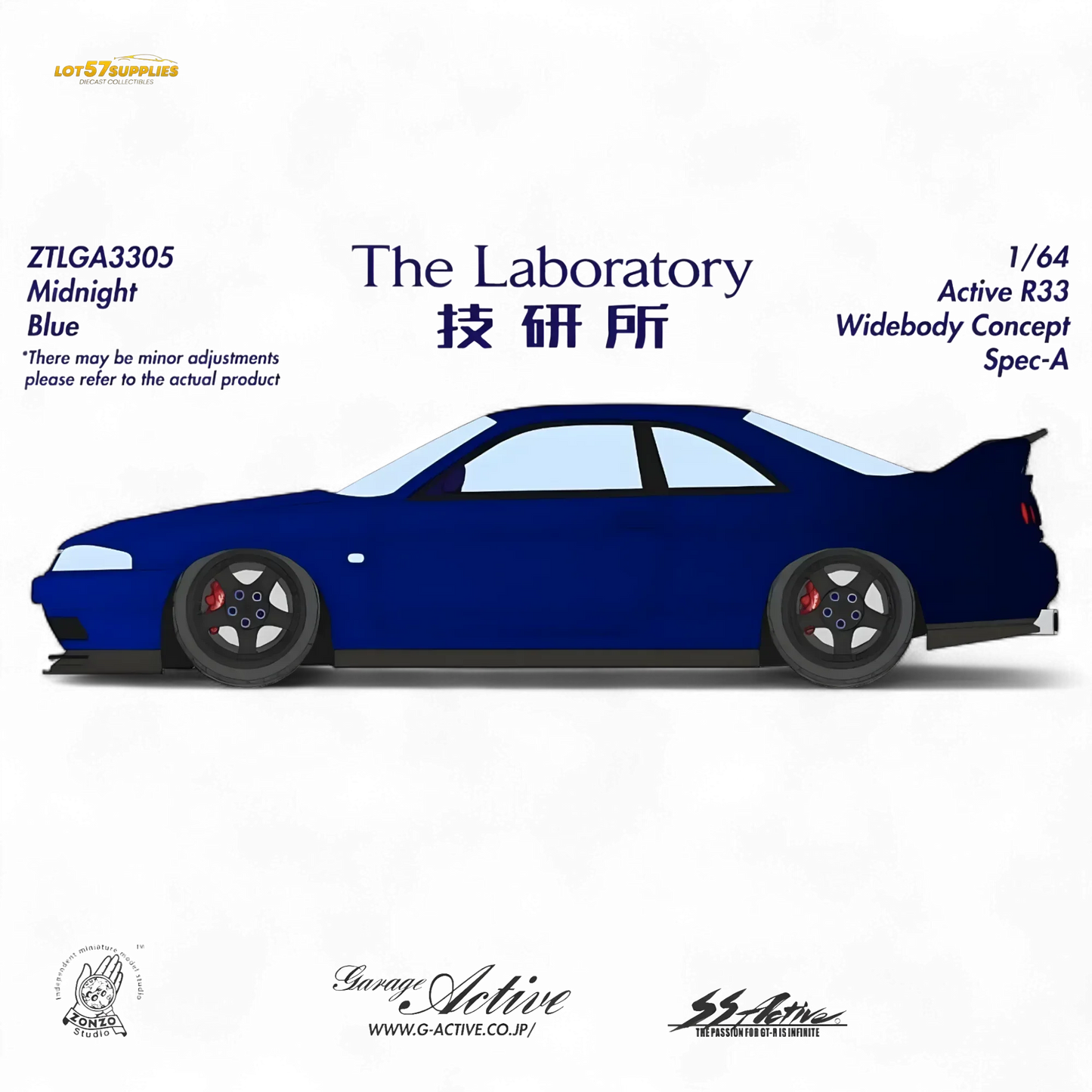 (Pre-Order) The Laboratory x ZONZO Nissan R33 Widebody Concept Spec-A - Metallic Midnight Blue 1/64 - ToylandEU