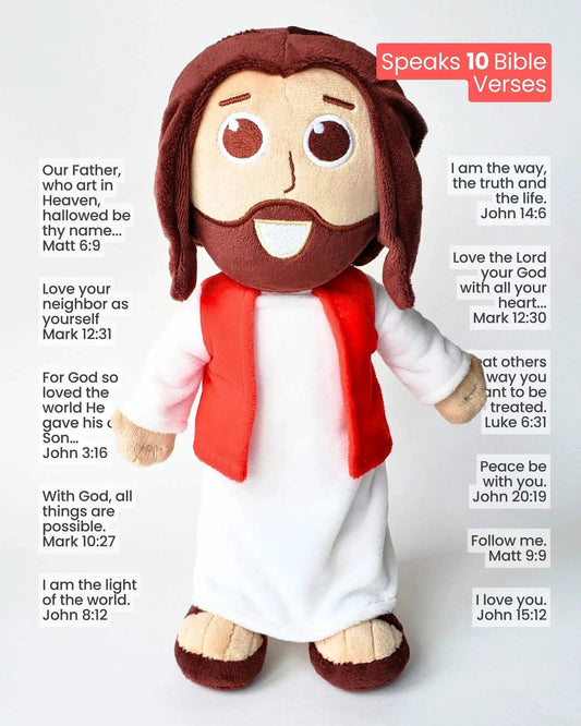 Talking Jesus Doll Plush Teaches 10 Bible Lessons - ToylandEU™