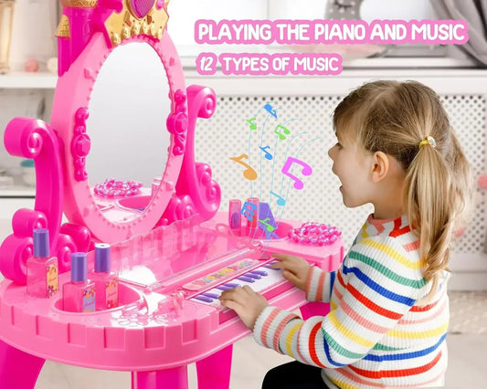 Toddler Vanity Set With Lights And Adjustable Mirror And Seat - ToylandEU