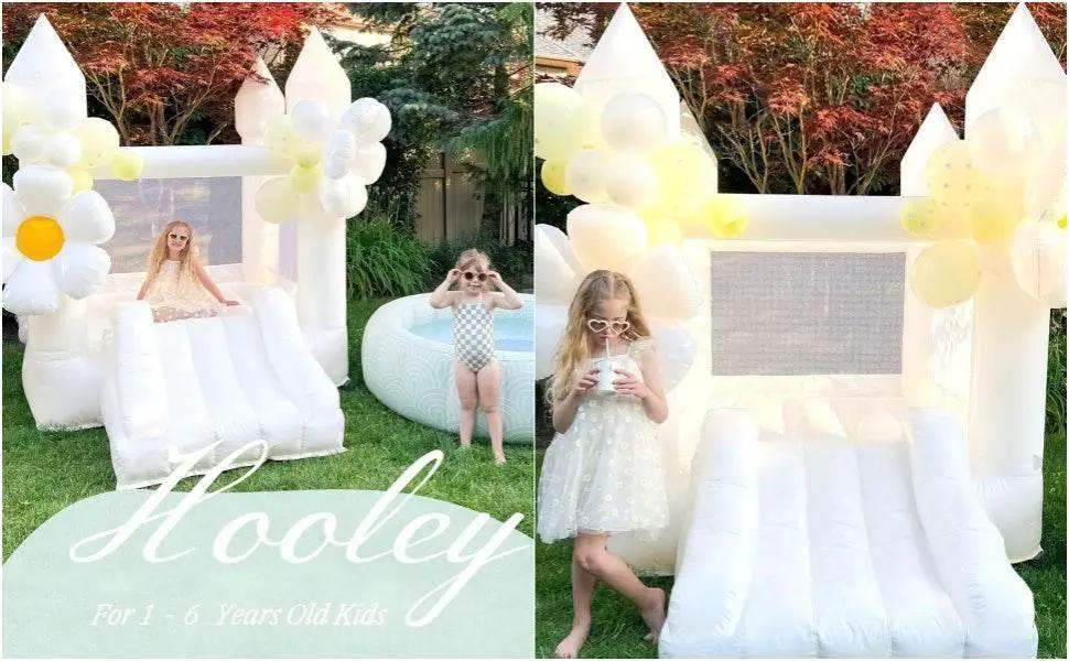 Toddlers Party 9x7x6ft Inflatable White Bounce House With Slide - ToylandEU™
