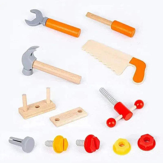 Montessori 16-Piece Wooden Tool Set for Kids With Portable Storage Box Rubber Wood - ToylandEU™