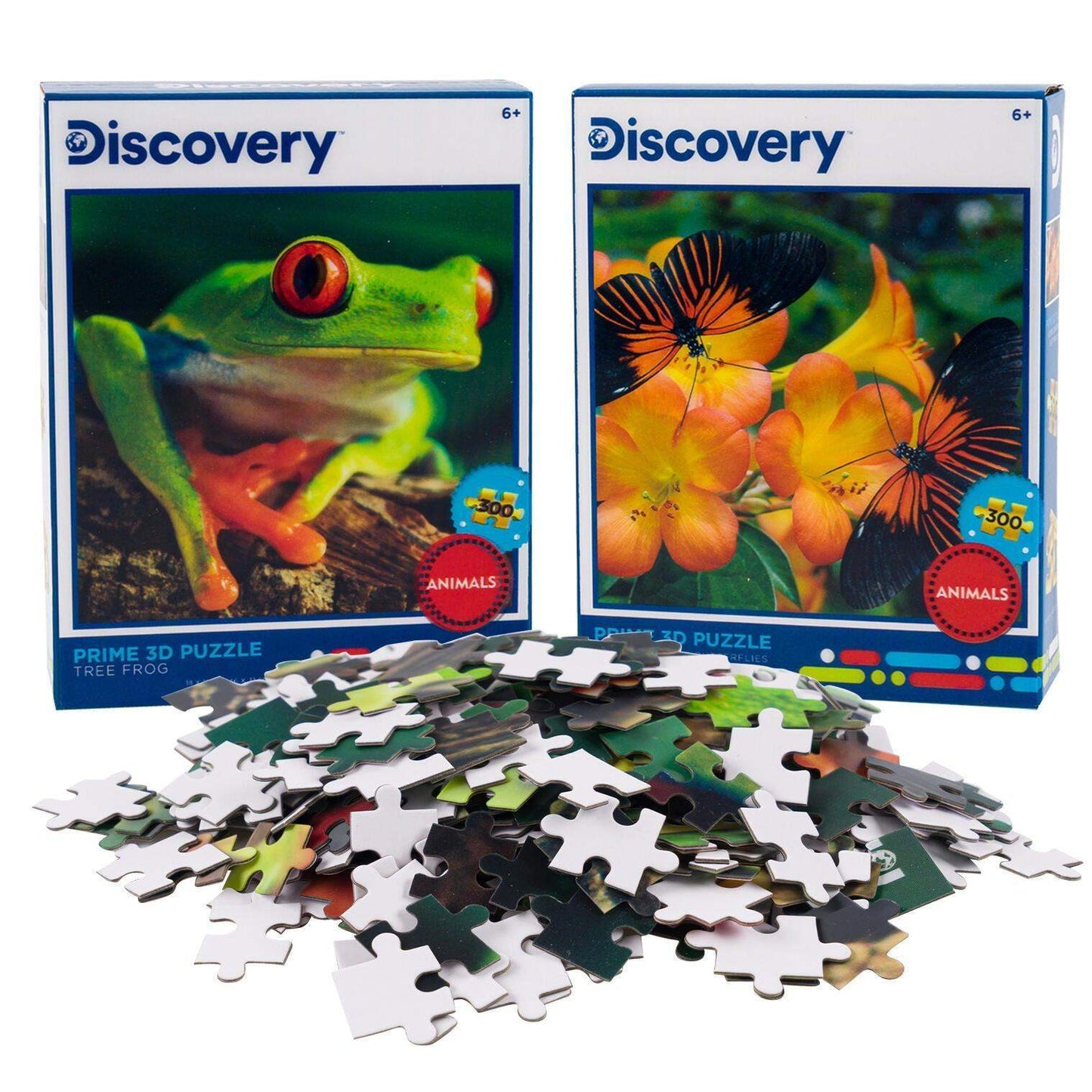Tree Frog & Butterflies Set of 2 300 Piece Lenticular Jigsaw Puzzles Prime 3D - Puzzle Merchant