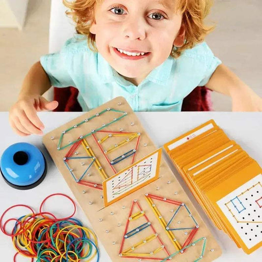 Two Player Wooden Nail Board Geometric Puzzle For Kids - ToylandEU
