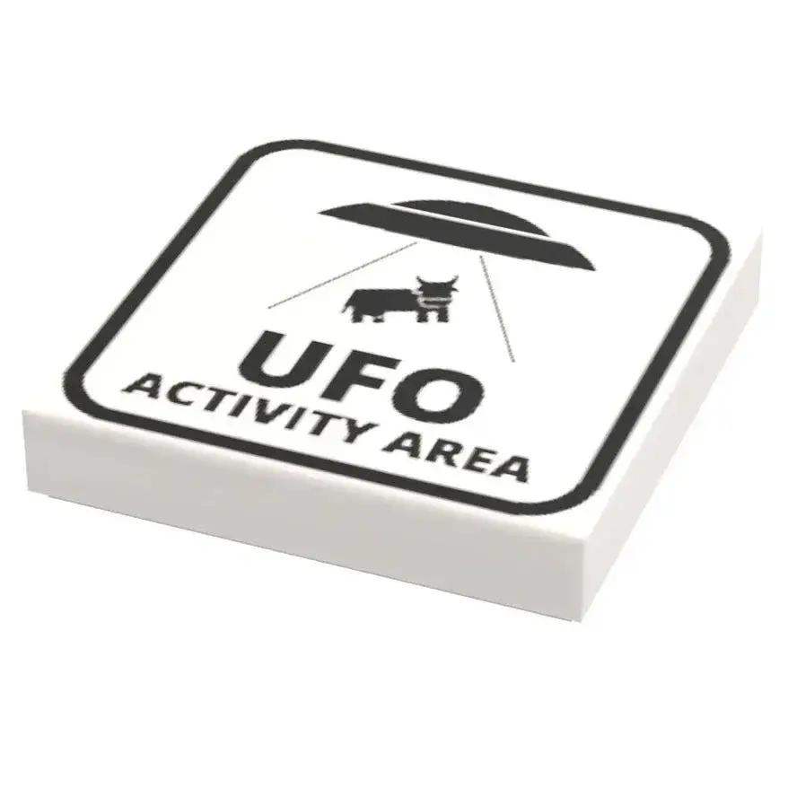 UFO Activity Area Sign 2x2 LEGO Tile Figure Scale Custom Printed On Authentic LEGO Tile - ToylandEU
