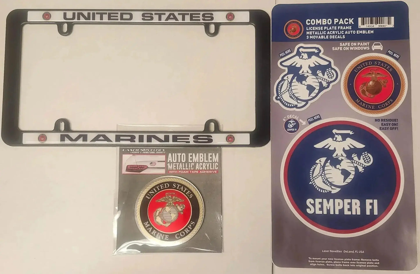 US Marine Auto Accessory Combo Kit License Frame Emblem - ToylandEU™
