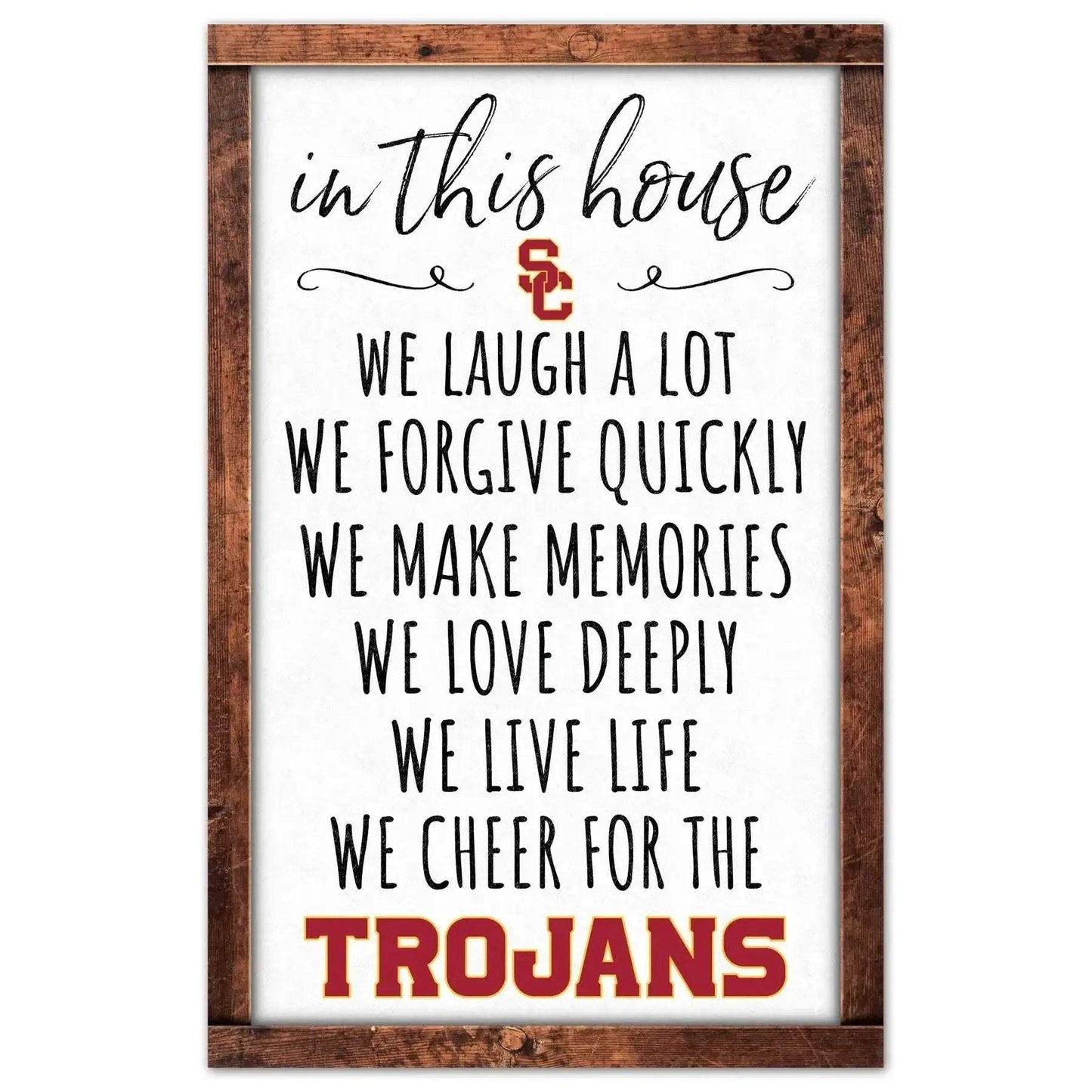 USC Trojans Sign 11x17 Wood In This House Wall Decor - ToylandEU™