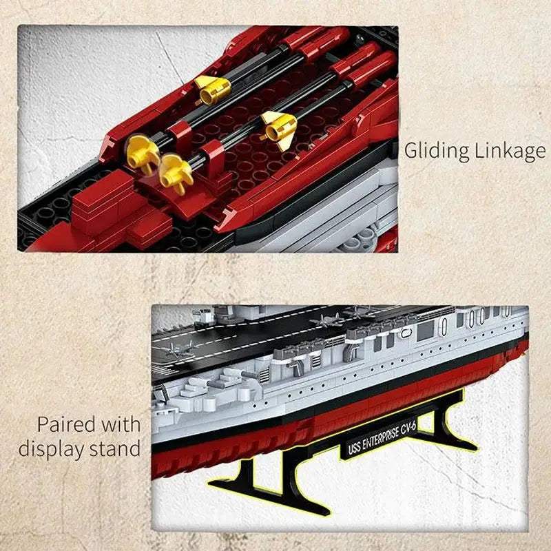 USS Enterprise WWII Warship Building Blocks Educational Set - ToylandEU