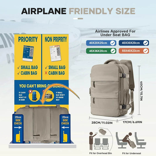 Ultra Lightweight Travel Backpack Carry On 40x20x25 With Air Cushion Straps Unisex Laptop Compartment For Work Or School - ToylandEU