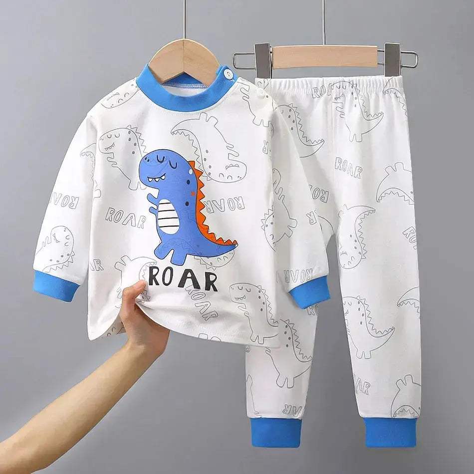 Ultra Soft Kids Pajama Sets Cartoon Dinosaur Unisex For Autumn Winter - ToylandEU