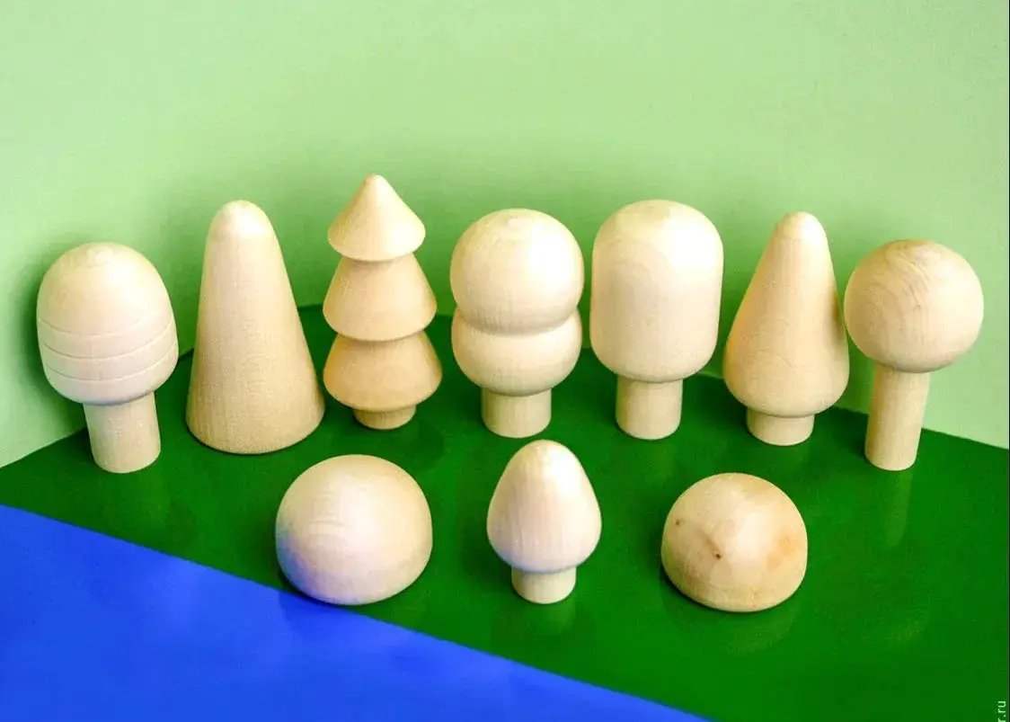 Unfinished Wooden Forest Play Set With Trees And Bushes - ToylandEU