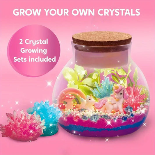 Unicorn Terrarium Kit With Crystal Growing And LED Night Light