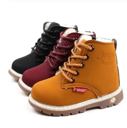 Unisex Kids' All-Season Sporty Leather Boots with Lace-up Closure - ToylandEU