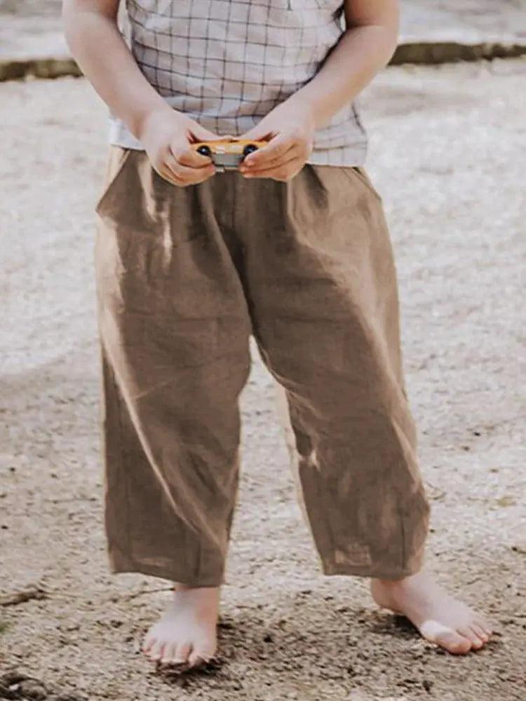 Unisex Kids Linen Pants Elastic Waist For 4 To 6 Years - ToylandEU™