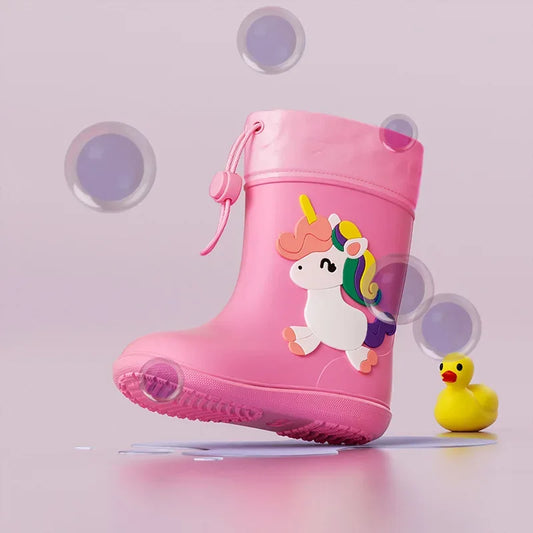 Unisex Kids Rain Boots Waterproof Cartoon Dinosaur Design - ToylandEU
