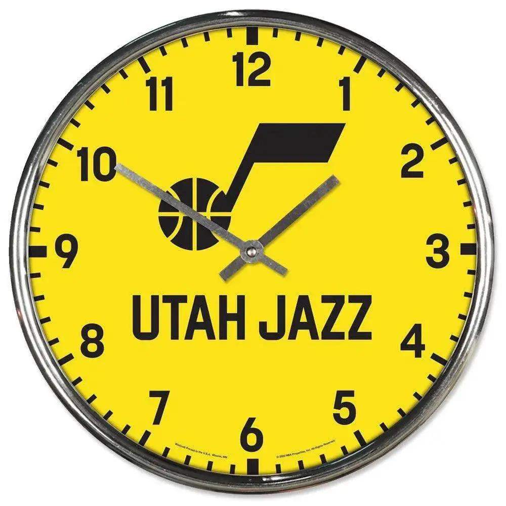 Utah Jazz Round Chrome Wall Clock 12 Inch Metal Hands - ToylandEU™