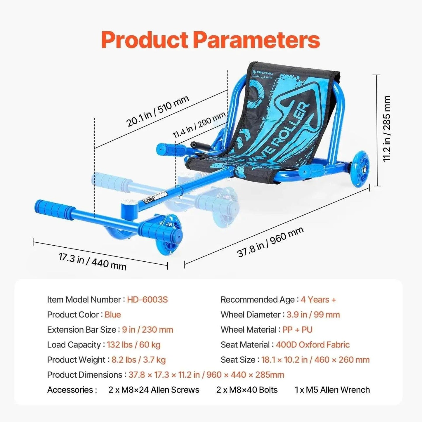VEVOR 132lbs Ride on Scooter for Kids Zig-Zag Motion - ToylandEU™