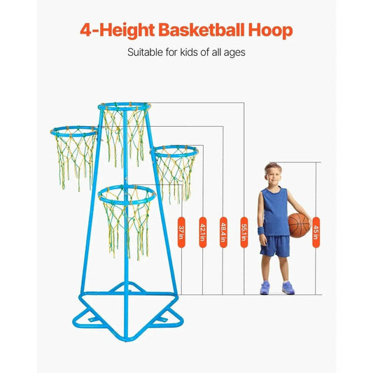 VEVOR 4-Hoop Kids Basketball Hoop Stand with 3 Balls - ToylandEU™