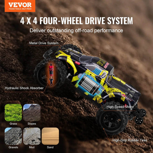 VEVOR 45KM/H 4WD RC Car 1:18 All Terrain Off-Road Truck - ToylandEU
