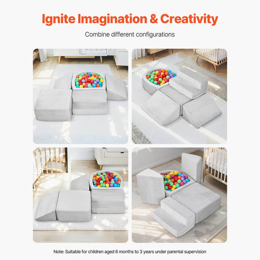 VEVOR 5 Piece Baby Foam Climbing Blocks Toys with Ball Pit Kids Indoor Climb and Crawl Activity Playset for Toddlers Crawling - ToylandEU