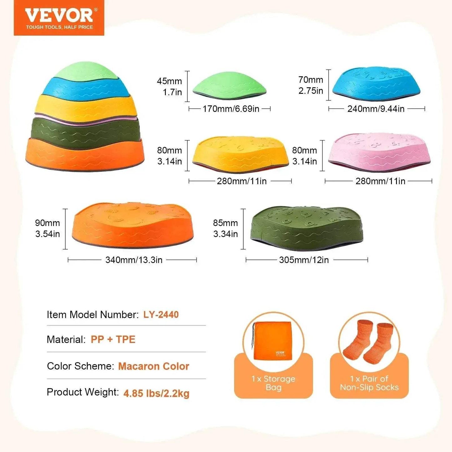 VEVOR 6 PCS Balance Stepping Stones Kids Sports Toys - ToylandEU