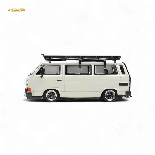 VW T3 Lowrider Diecast 1:64 Matte White Display - ToylandEU™