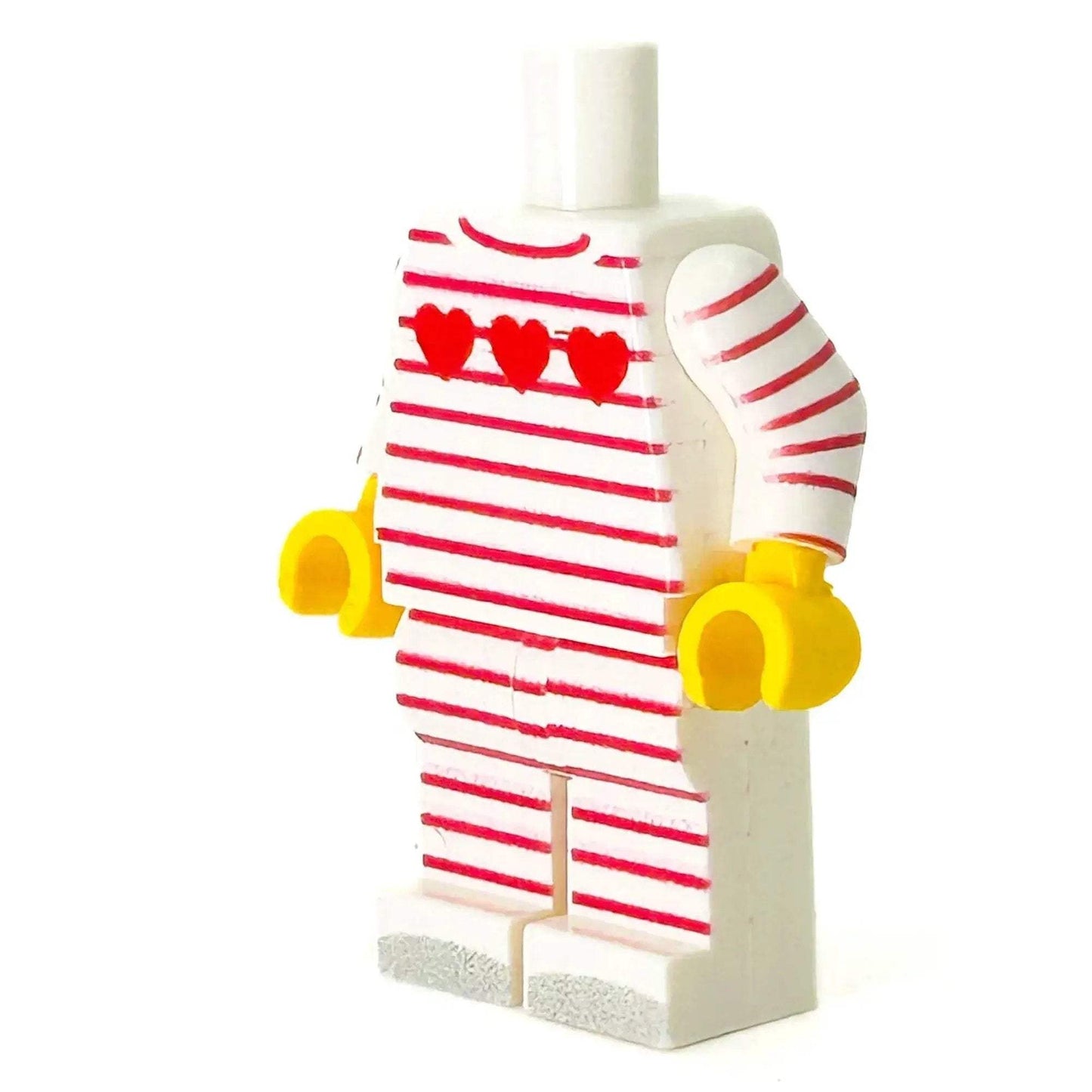 Valentine Figure Body With 3 Hearts PJs Printed On LEGO Standard Torso And Legs Head Not Included - ToylandEU
