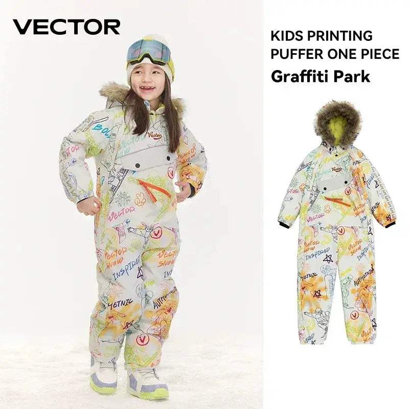 Vector Kids Waterproof Ski Jumpsuit Hooded Warm Lined - ToylandEU™