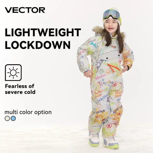Vector Kids Waterproof Ski Jumpsuit With Warm Hooded Winter Overalls - ToylandEU