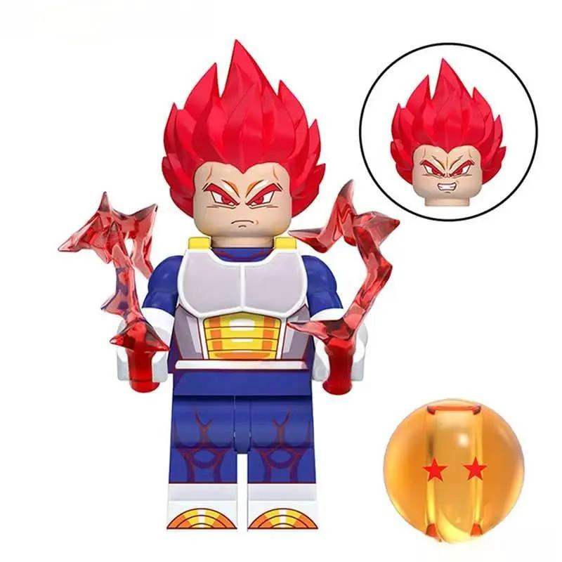 Vegeta Red Hair Dragon Ball Z Super Lego Minifigures Best Custom Anime Toys 3 - Minifigure Toys
